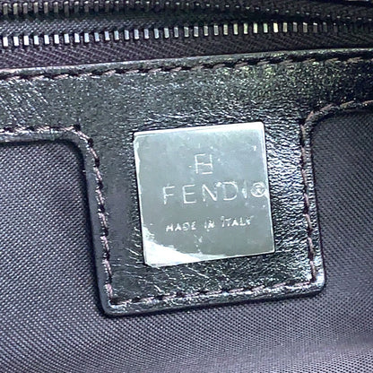 Fendi Zucca Pattern Leather Canvas Khaki Brown Dark Handbag Silver — view 4