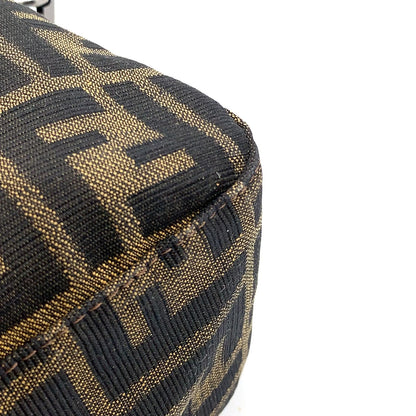 Fendi Zucca Pattern Leather Canvas Khaki Brown Dark Handbag Silver — view 7