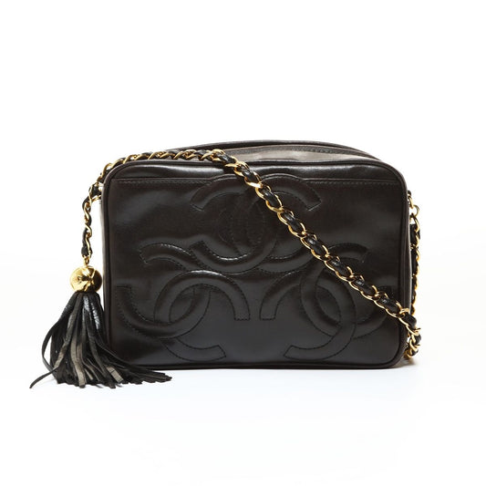 Chanel Shoulder Bag Lambskin Triple Coco Fringe