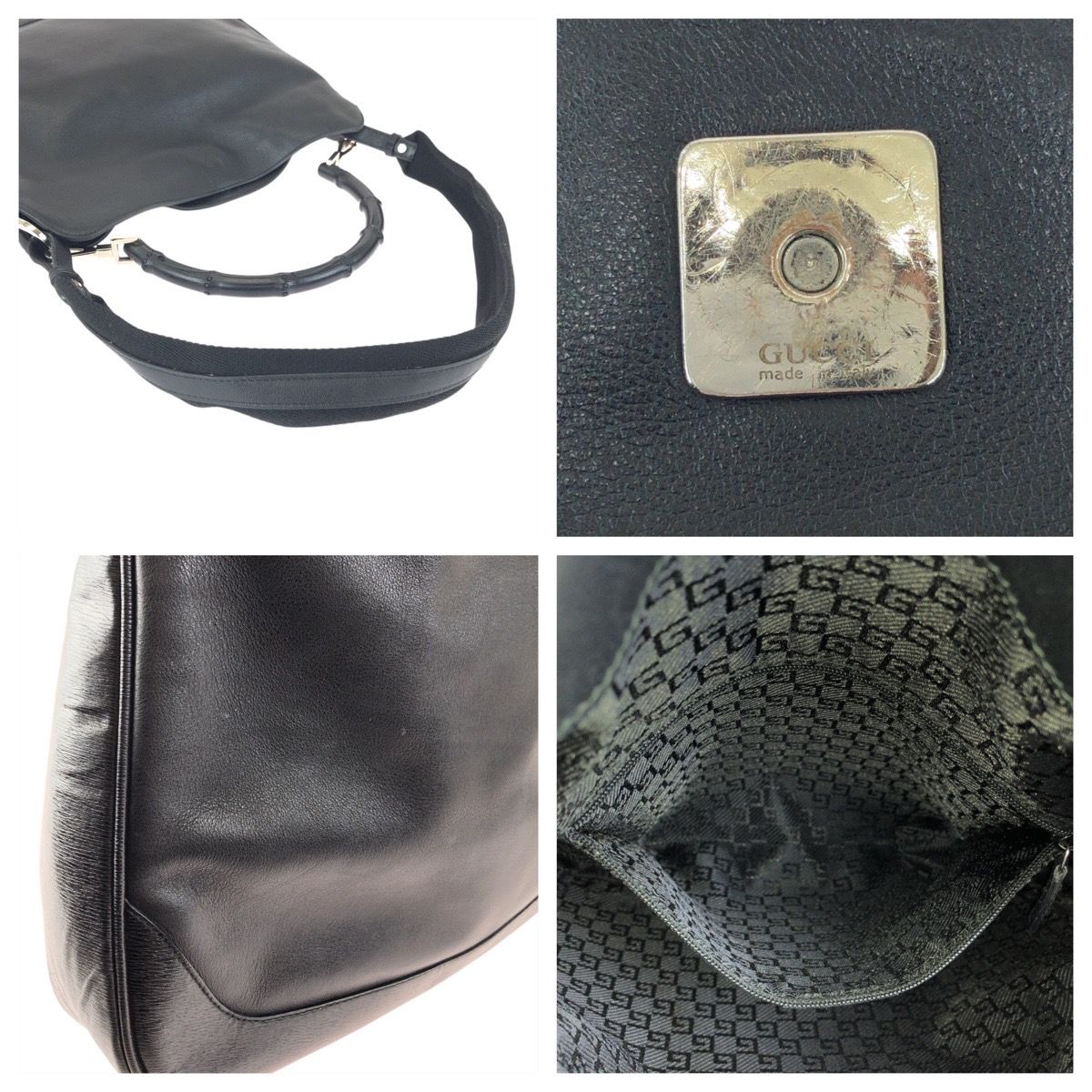 Gucci Bamboo Black Silver Leather 001 2-Way Shoulder Bag — view 6