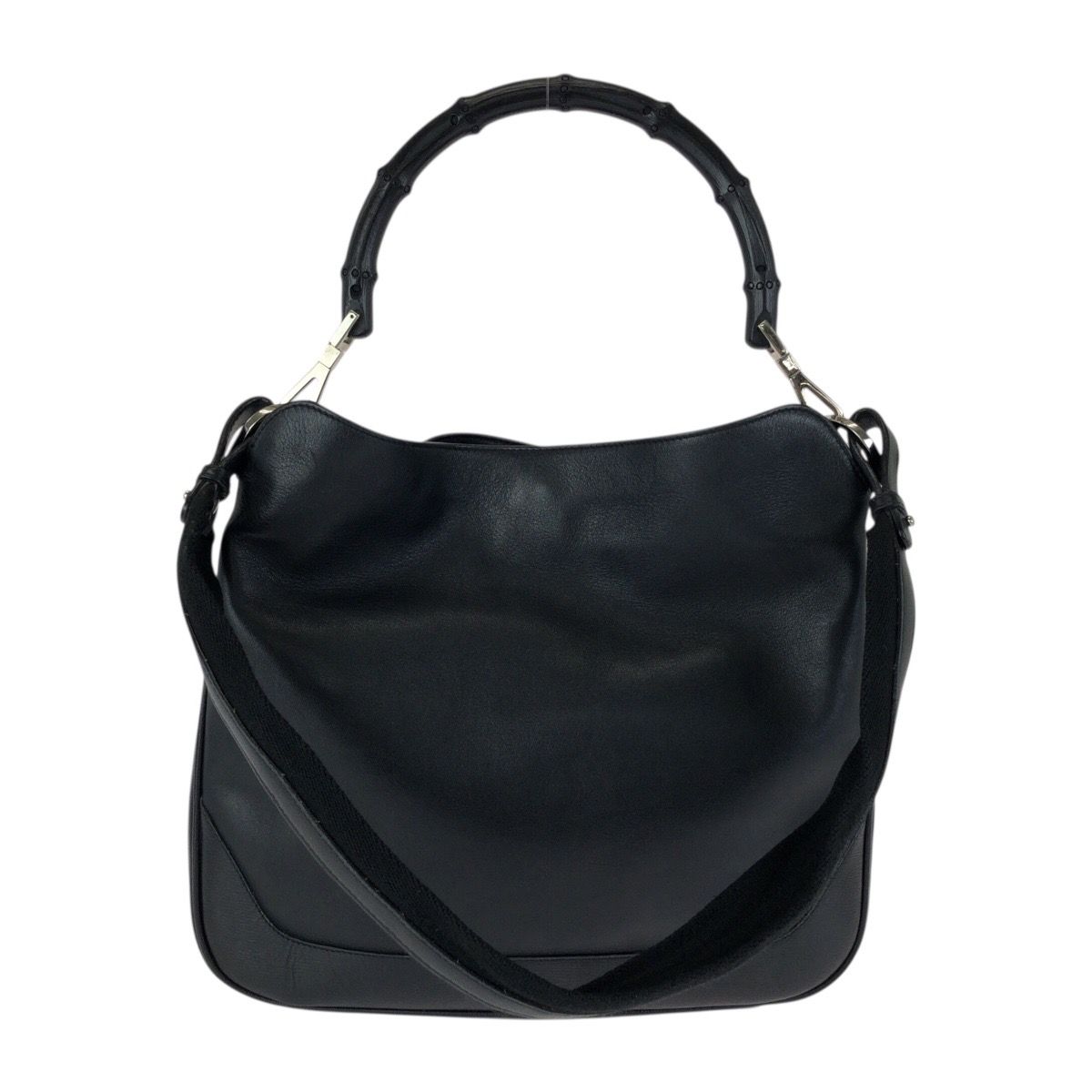 Gucci Bamboo Black Silver Leather 001 2-Way Shoulder Bag
