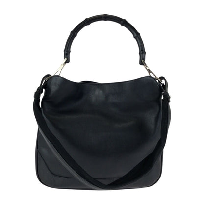 Gucci Bamboo Black Silver Leather 001 2-Way Shoulder Bag