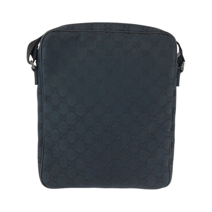 Gucci Black Silver GG Canvas Leather Shoulder Bag — view 2