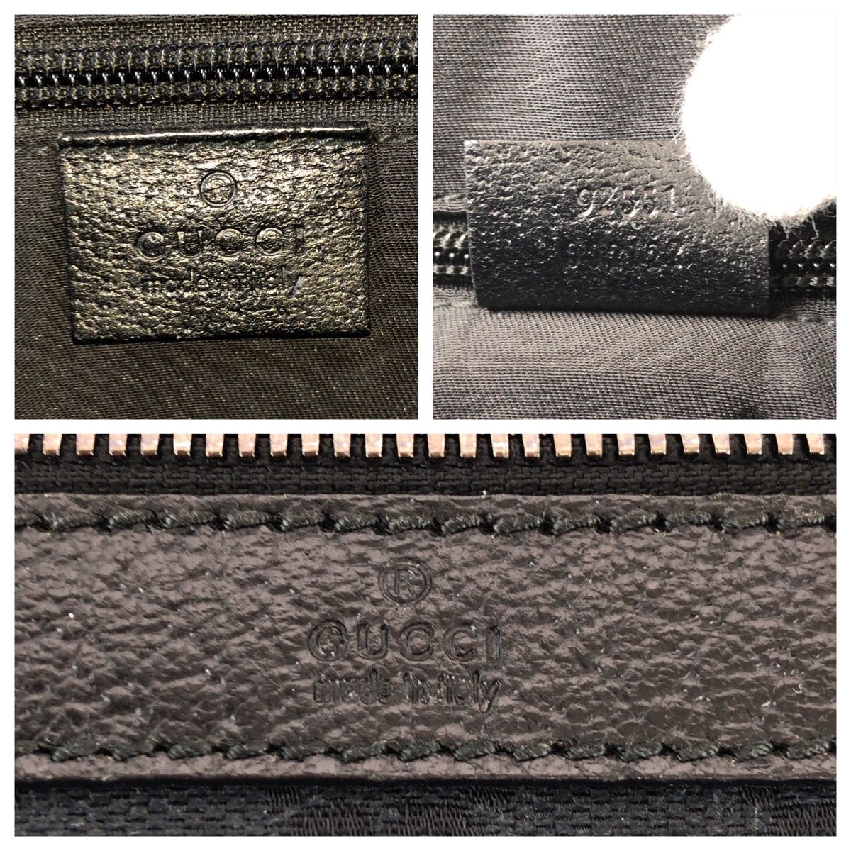 Gucci Black Silver GG Canvas Leather Shoulder Bag — view 4