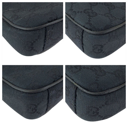 Gucci Black Silver GG Canvas Leather Shoulder Bag — view 3