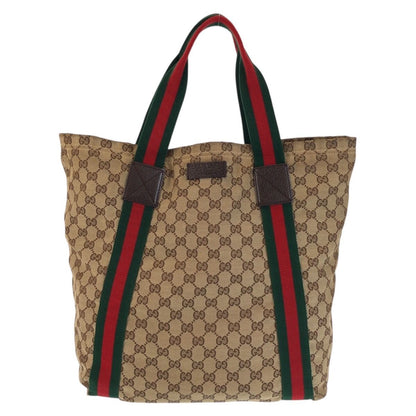 Gucci Sherry Line Beige Brown GG Canvas Tote Shoulder Bag