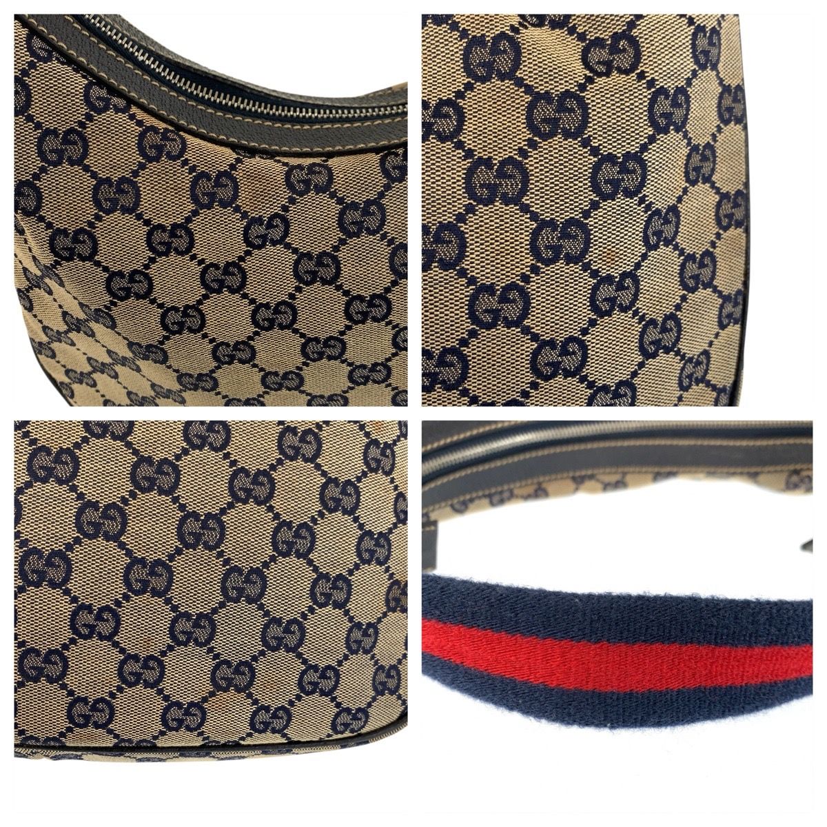 Gucci Sherry Line Navy Silver GG Canvas Hobo Shoulder Bag — view 6