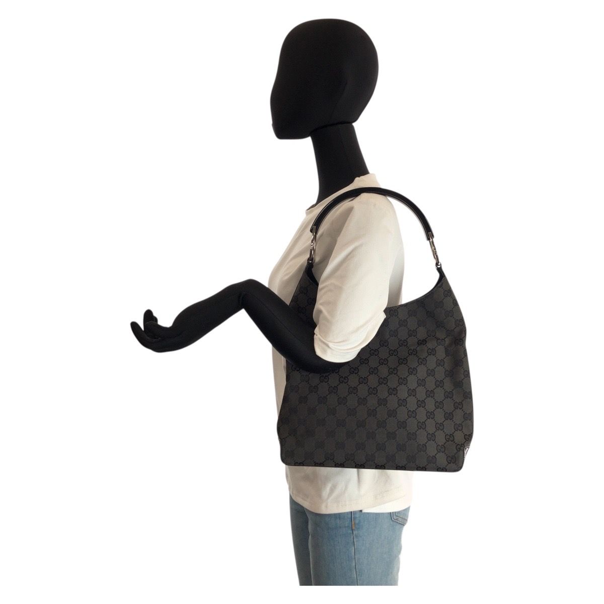 Gucci Black GG Canvas Plastic 001 Hobo Shoulder Bag — view 7