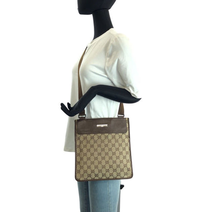 Gucci Beige Brown Silver GG Canvas Leather Shoulder Bag Pochette — view 7