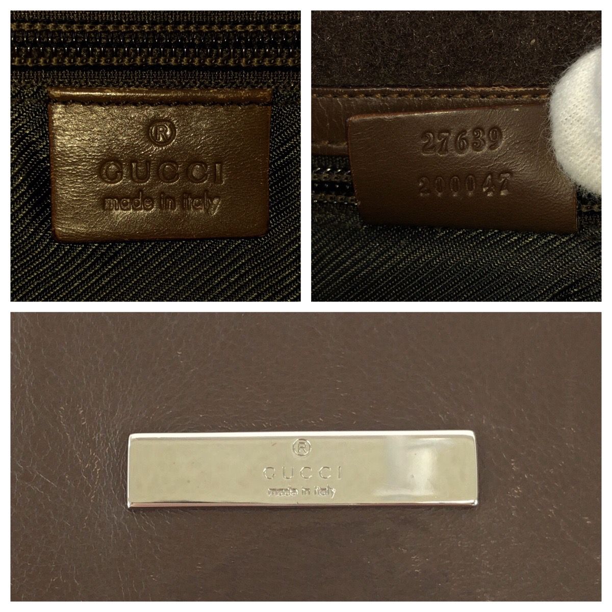 Gucci Beige Brown Silver GG Canvas Leather Shoulder Bag Pochette — view 4