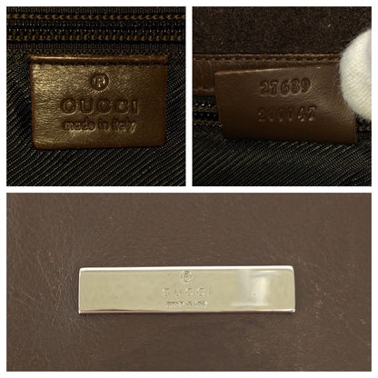 Gucci Beige Brown Silver GG Canvas Leather Shoulder Bag Pochette — view 4