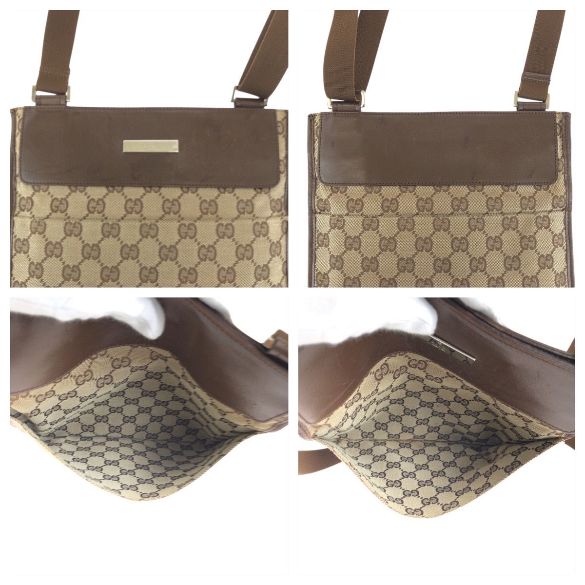 Gucci Beige Brown Silver GG Canvas Leather Shoulder Bag Pochette — view 5