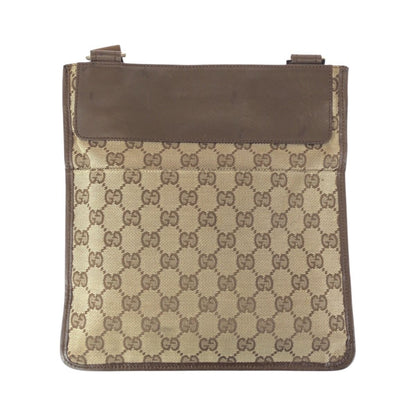 Gucci Beige Brown Silver GG Canvas Leather Shoulder Bag Pochette — view 2