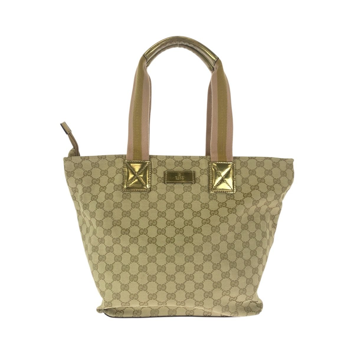Gucci Sherry Line Beige Pink Gold GG Canvas Tote Shoulder Bag