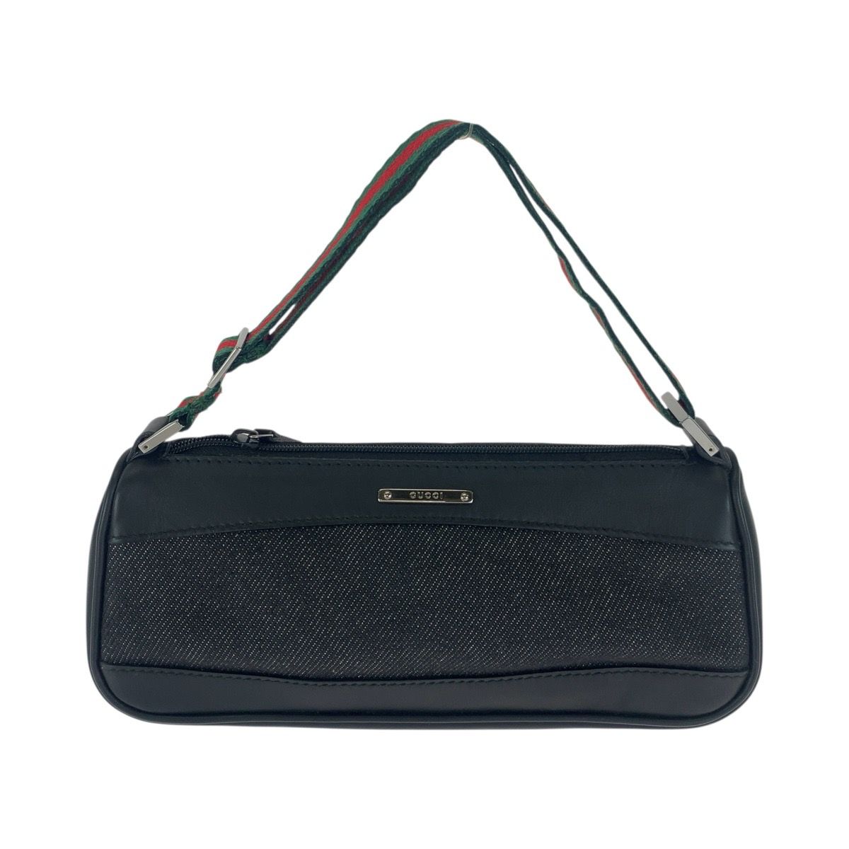 Gucci Sherry Line Black Silver Leather Handbag Pouch