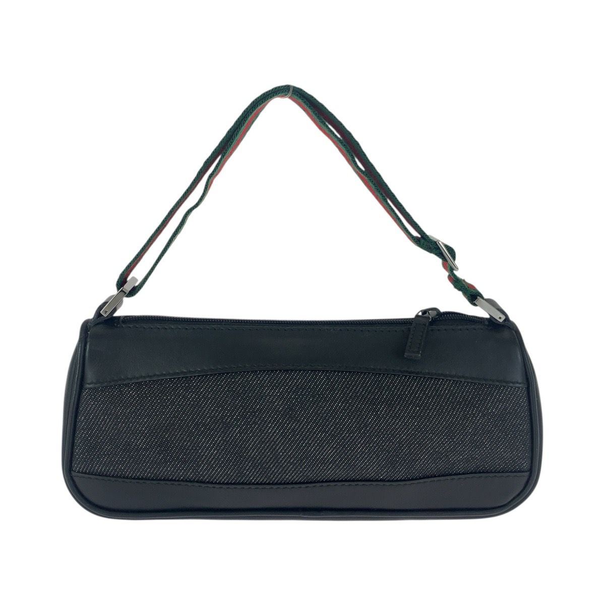 Gucci Sherry Line Black Silver Leather Handbag Pouch — view 2
