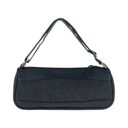 Gucci Sherry Line Black Silver Leather Handbag Pouch — view 2