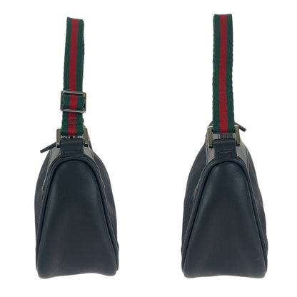 Gucci Sherry Line Black Silver Leather Handbag Pouch — view 8