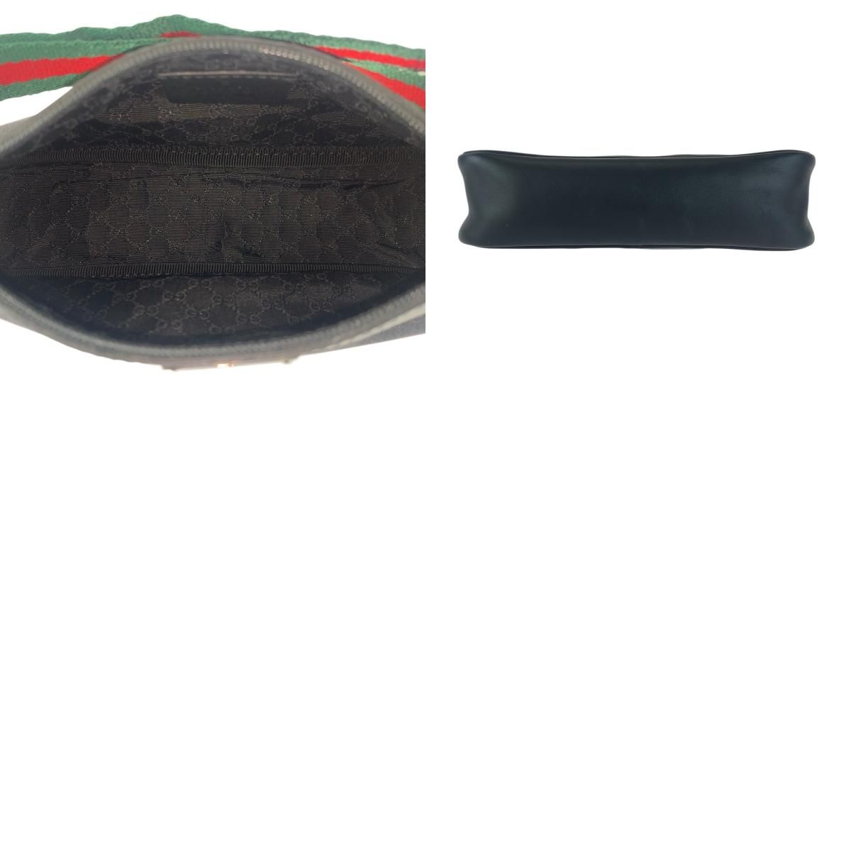 Gucci Sherry Line Black Silver Leather Handbag Pouch — view 9