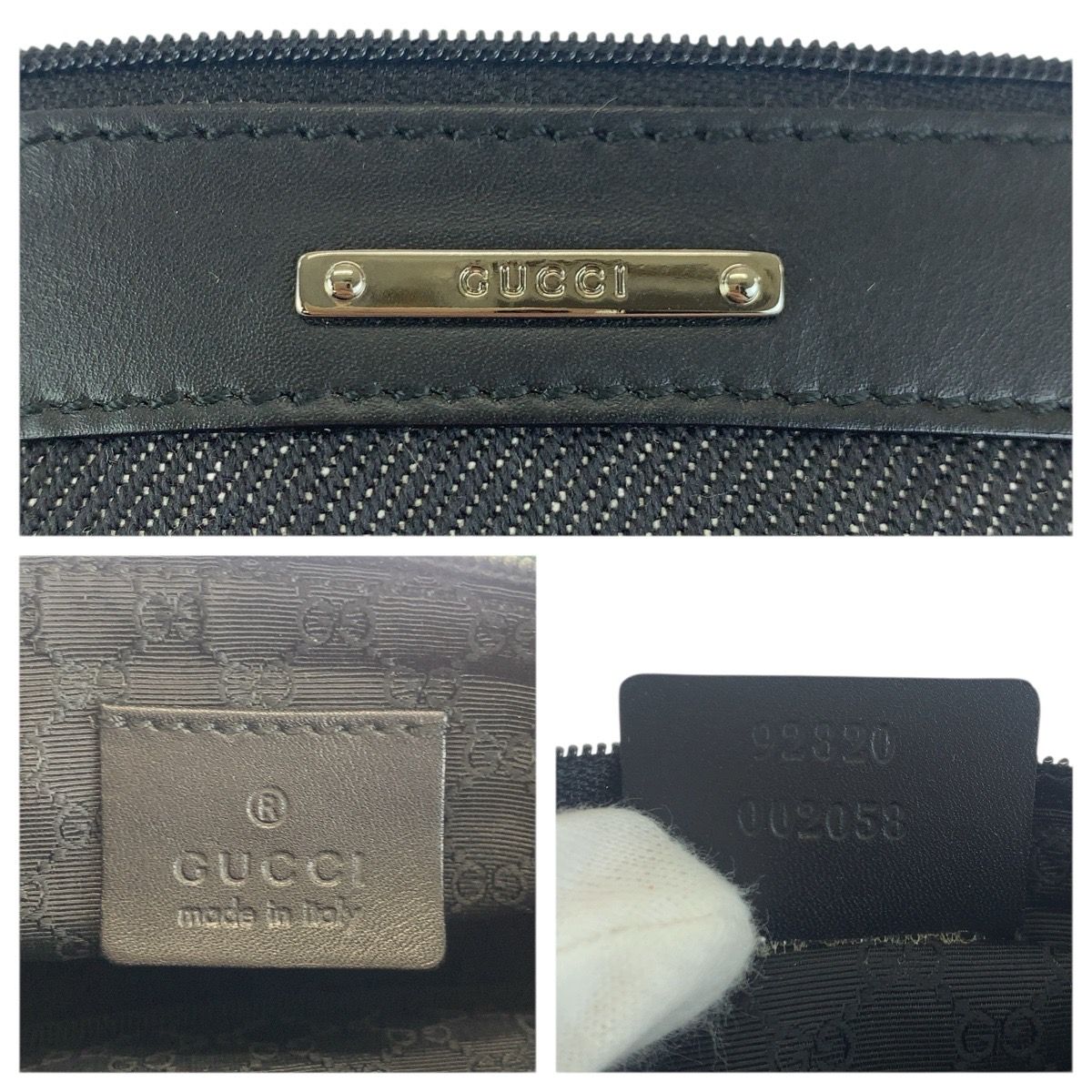 Gucci Sherry Line Black Silver Leather Handbag Pouch — view 4