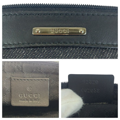Gucci Sherry Line Black Silver Leather Handbag Pouch — view 4