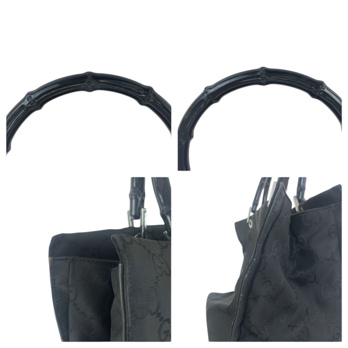 Gucci Bamboo Black Silver Nylon 002 Tote — view 5