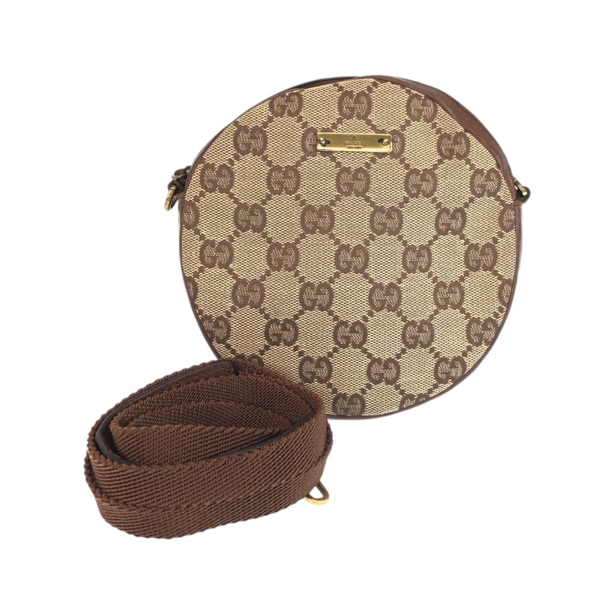 Gucci Brown Beige Gold GG Canvas Shoulder Bag Pochette