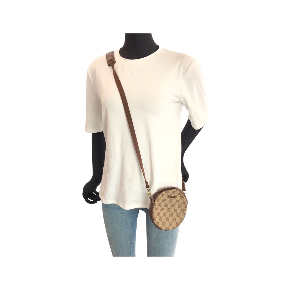 Gucci Brown Beige Gold GG Canvas Shoulder Bag Pochette — view 7