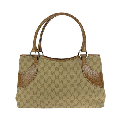 Gucci Beige Light Brown Silver GG Canvas Leather Tote Shoulder Bag — view 2