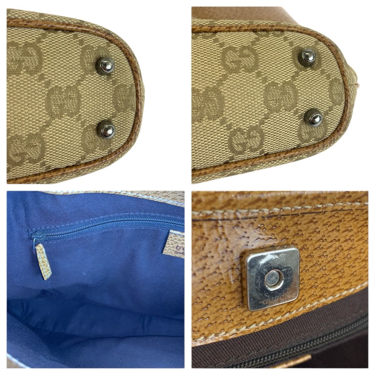Gucci Beige Light Brown Silver GG Canvas Leather Tote Shoulder Bag — view 5