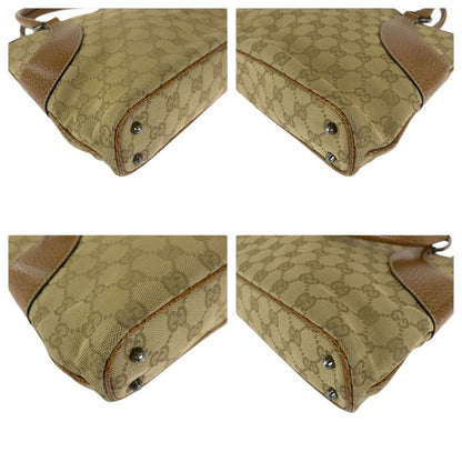 Gucci Beige Light Brown Silver GG Canvas Leather Tote Shoulder Bag — view 3