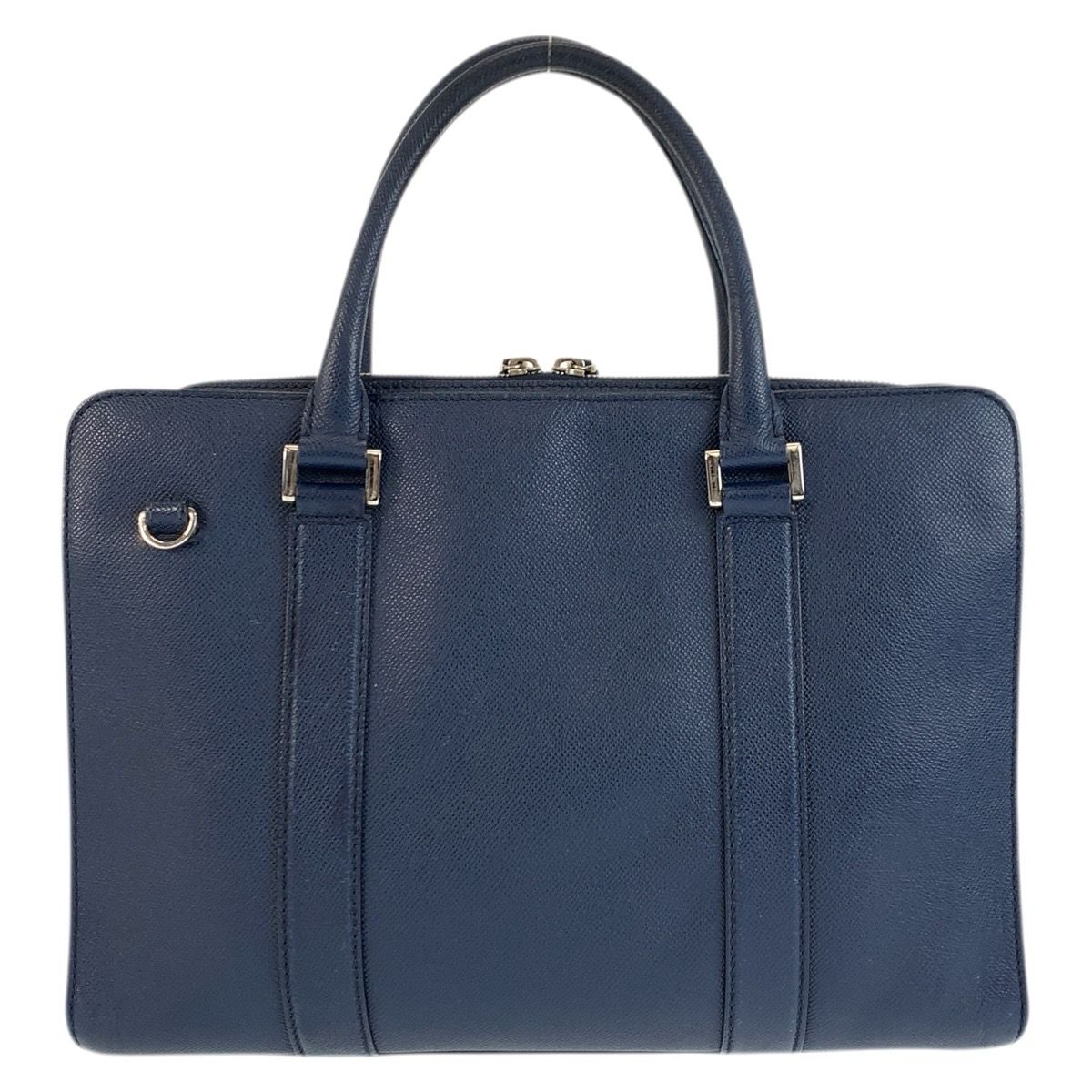 Bvlgari Man Navy Silver Leather Business Briefcase — view 2