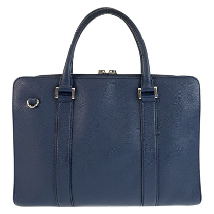 Bvlgari Man Navy Silver Leather Business Briefcase — view 2