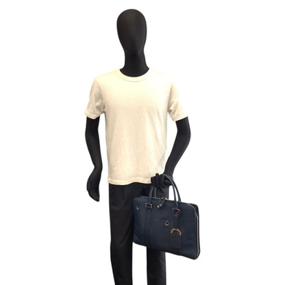 Bvlgari Man Navy Silver Leather Business Briefcase — view 7