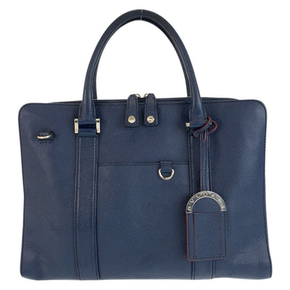 Bvlgari Man Navy Silver Leather Business Briefcase