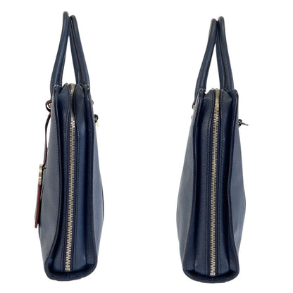 Bvlgari Man Navy Silver Leather Business Briefcase — view 8