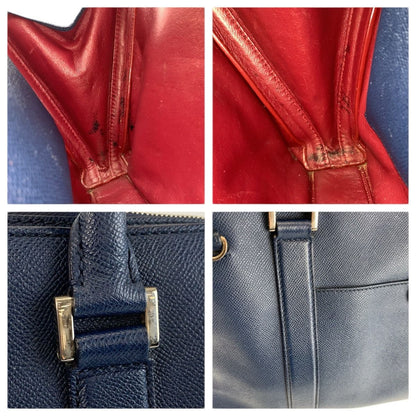 Bvlgari Man Navy Silver Leather Business Briefcase — view 5