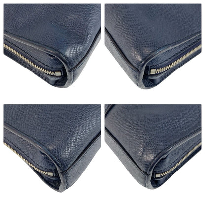 Bvlgari Man Navy Silver Leather Business Briefcase — view 4