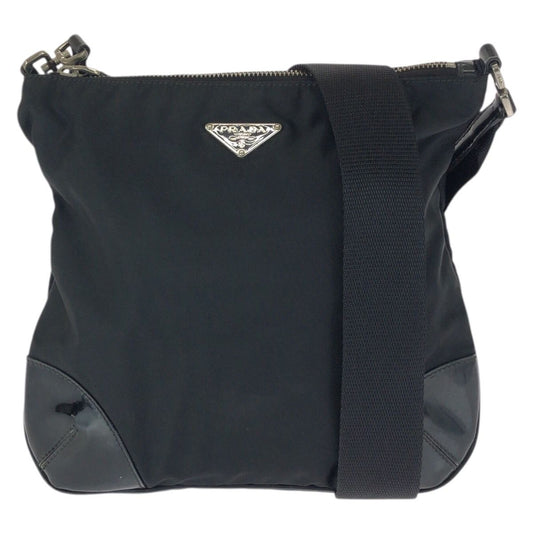 Prada Tessuto Black Silver Nylon Shoulder Bag