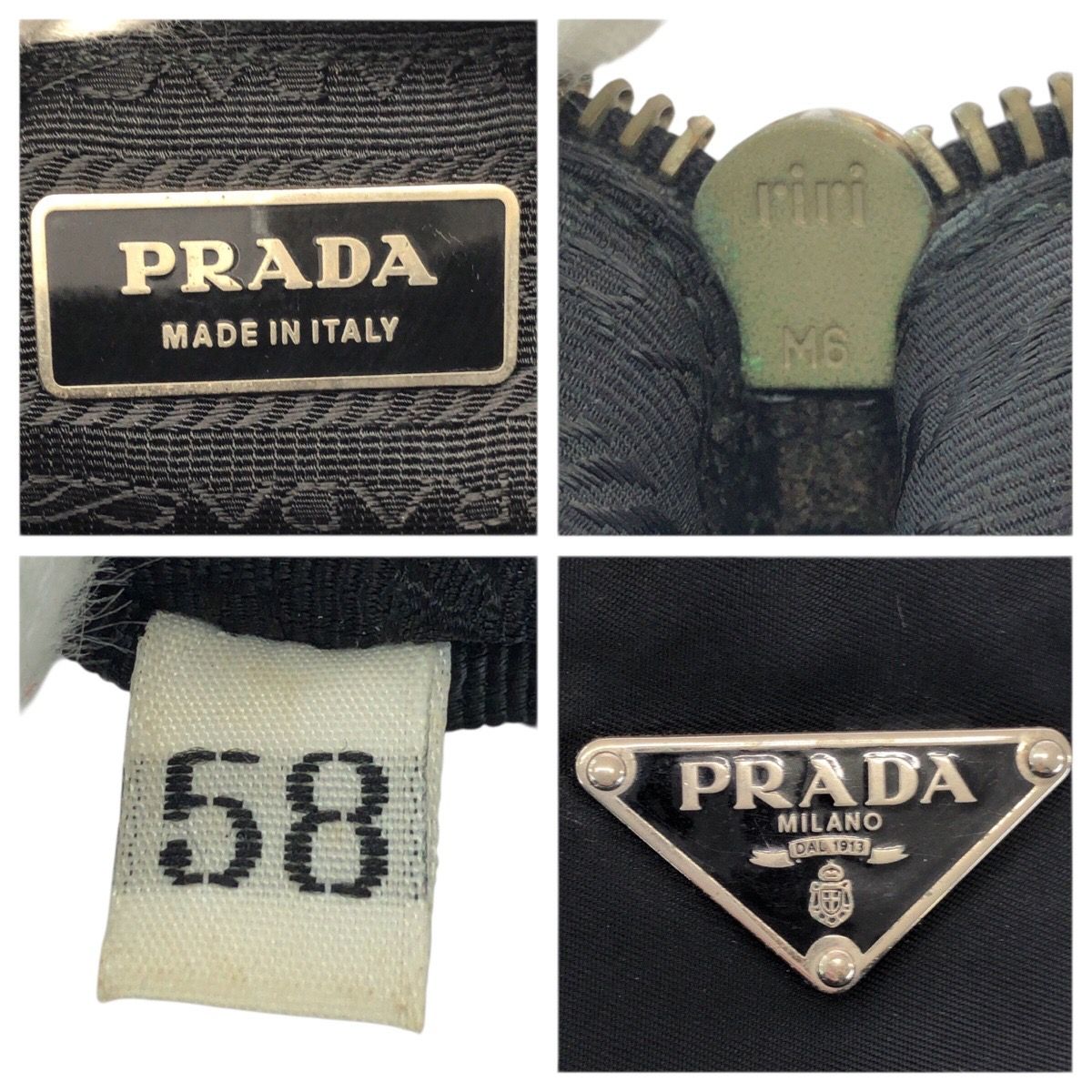 Prada Tessuto Black Silver Nylon Shoulder Bag — view 4