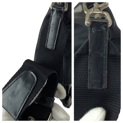 Prada Tessuto Black Silver Nylon Shoulder Bag — view 6