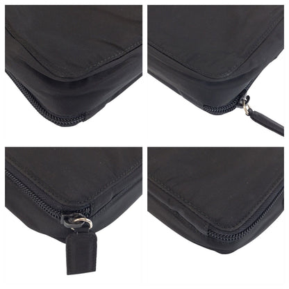 Prada Tessuto Black Silver Nylon Shoulder Bag Pochette — view 3