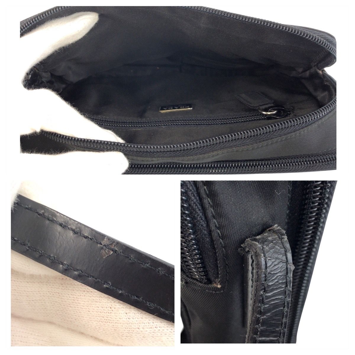Prada Tessuto Black Silver Nylon Shoulder Bag Pochette — view 5