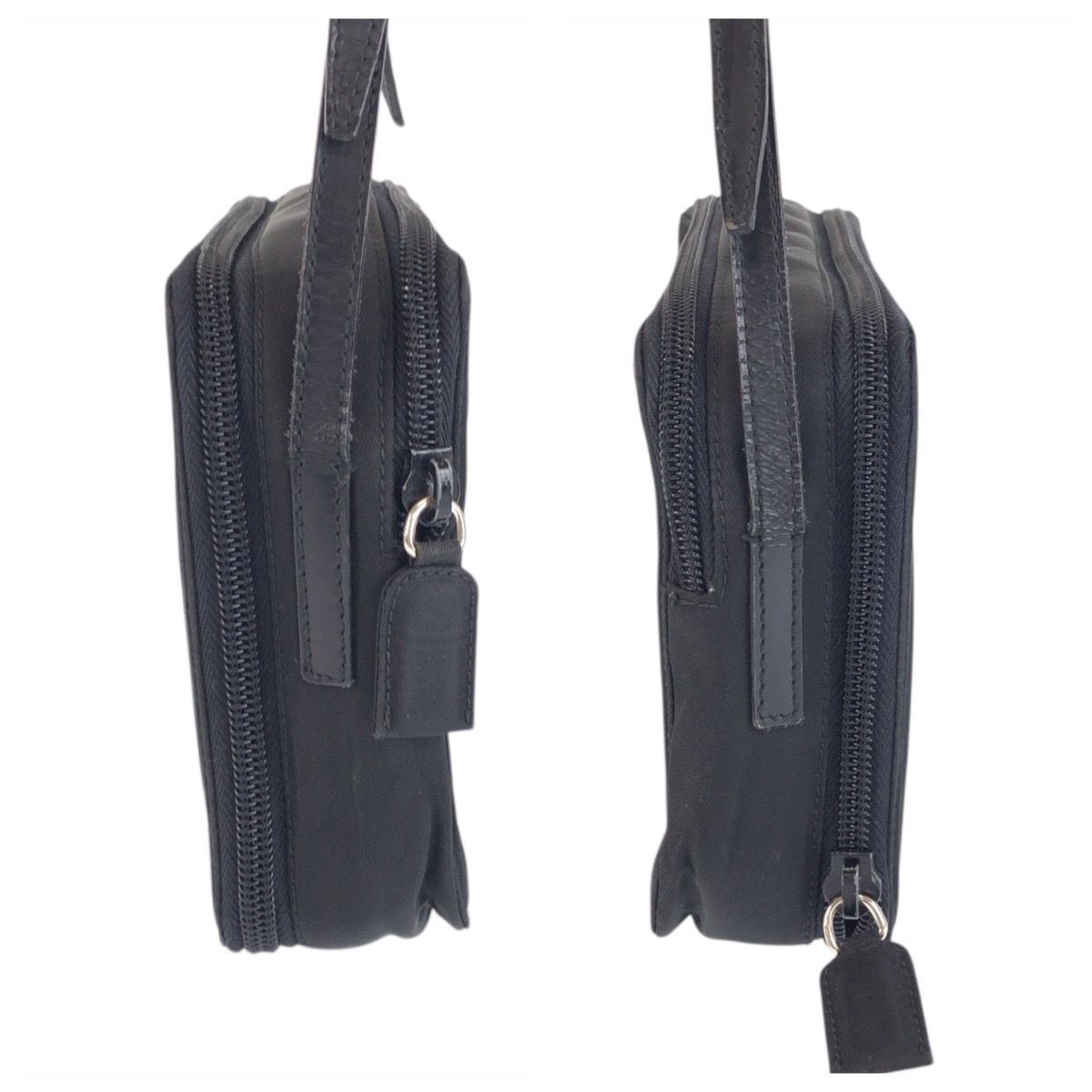 Prada Tessuto Black Silver Nylon Shoulder Bag Pochette — view 8