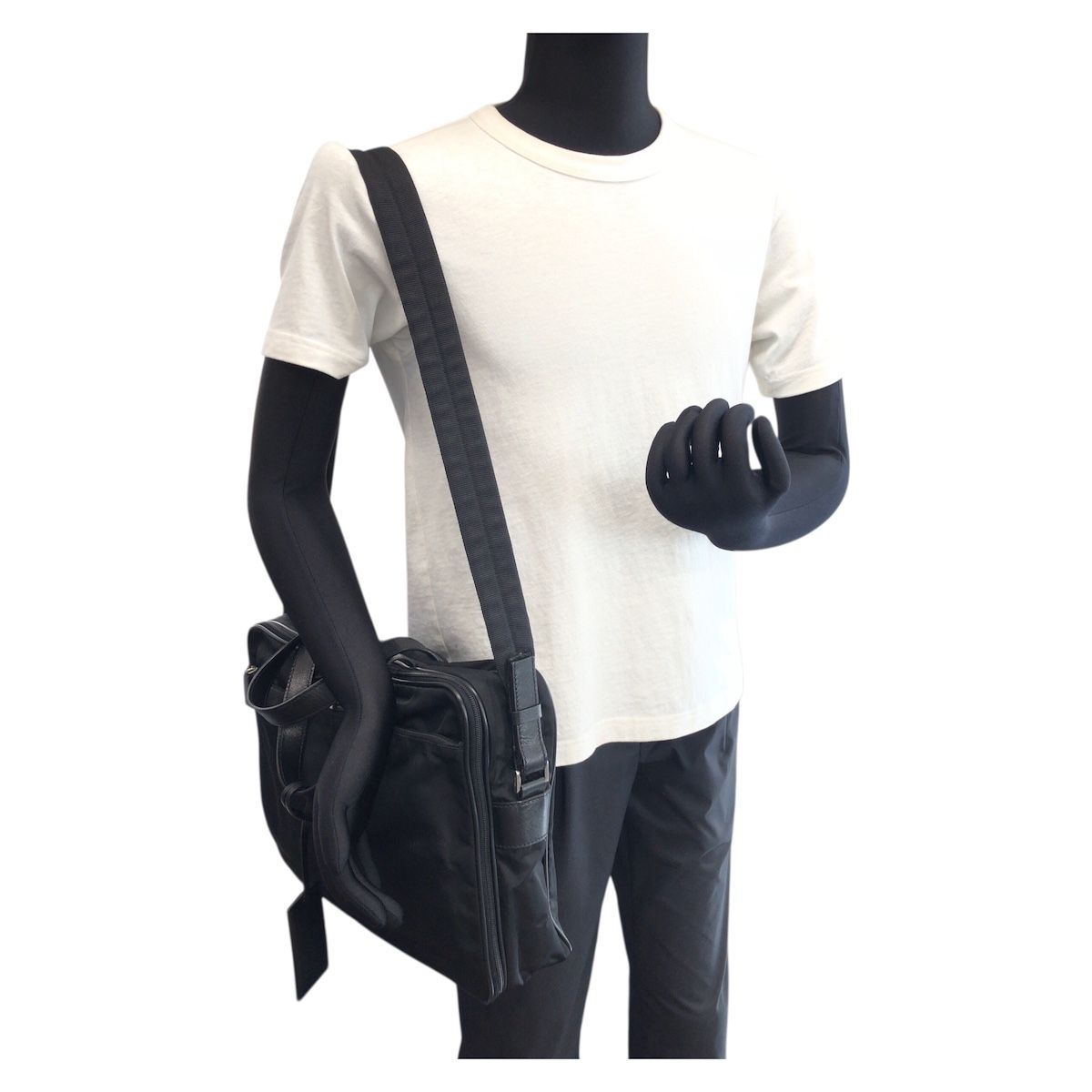 Prada Tessuto Saffiano 2-Way Black Silver Nylon Leather Business Bag — view 7