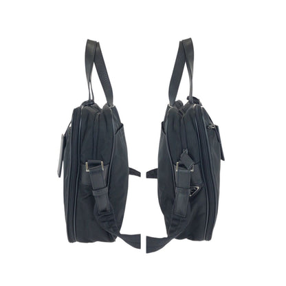 Prada Tessuto Saffiano 2-Way Black Silver Nylon Leather Business Bag — view 8