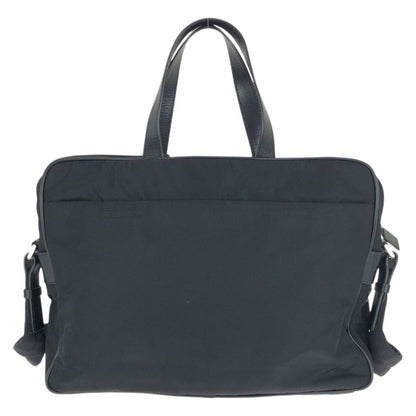 Prada Tessuto Saffiano 2-Way Black Silver Nylon Leather Business Bag — view 2