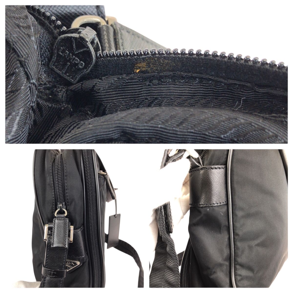Prada Tessuto Saffiano 2-Way Black Silver Nylon Leather Business Bag — view 5