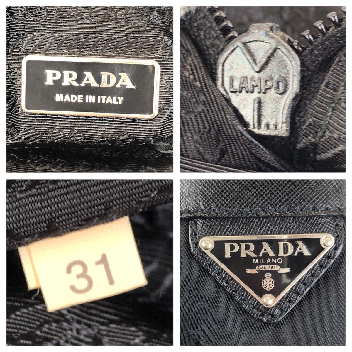 Prada Tessuto Saffiano 2-Way Black Silver Nylon Leather Business Bag — view 4