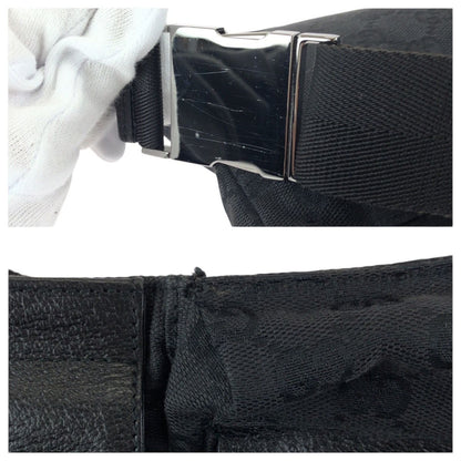 Gucci Black Silver GG Canvas Leather Belt Bag — view 5